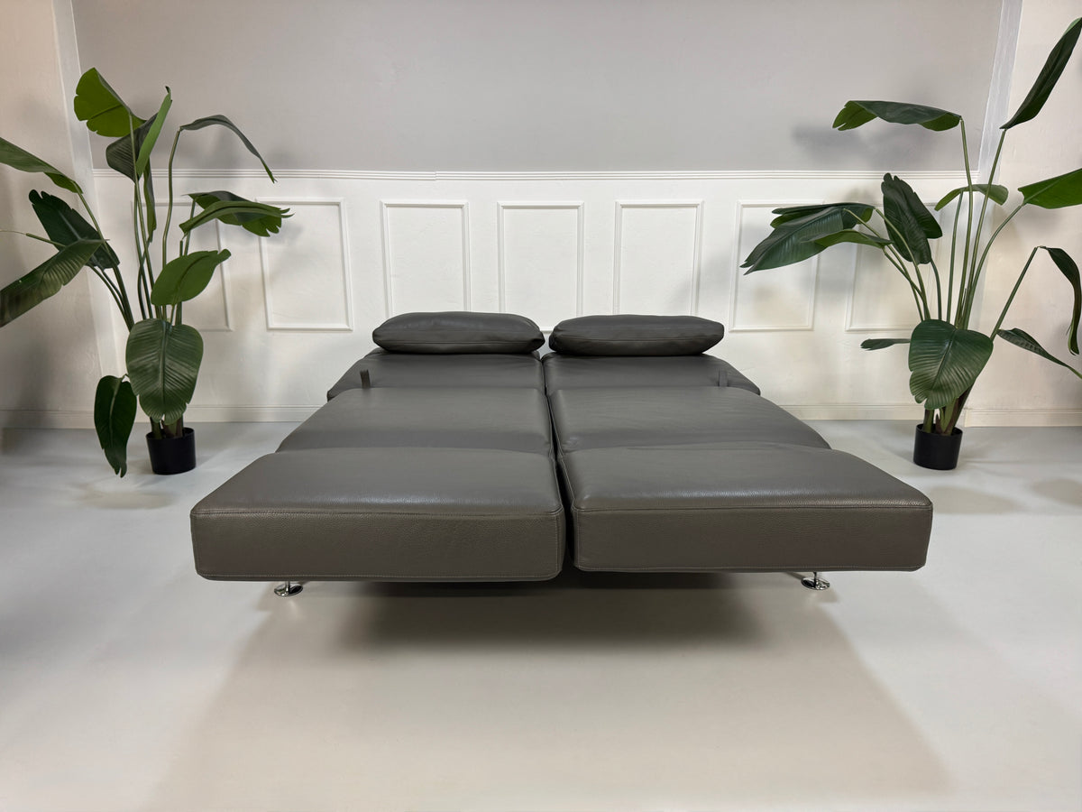 Brühl Moule Zweisitzer Sofa Leder Grau Schlaffunktion Ausstellungsstück – Ansicht 2