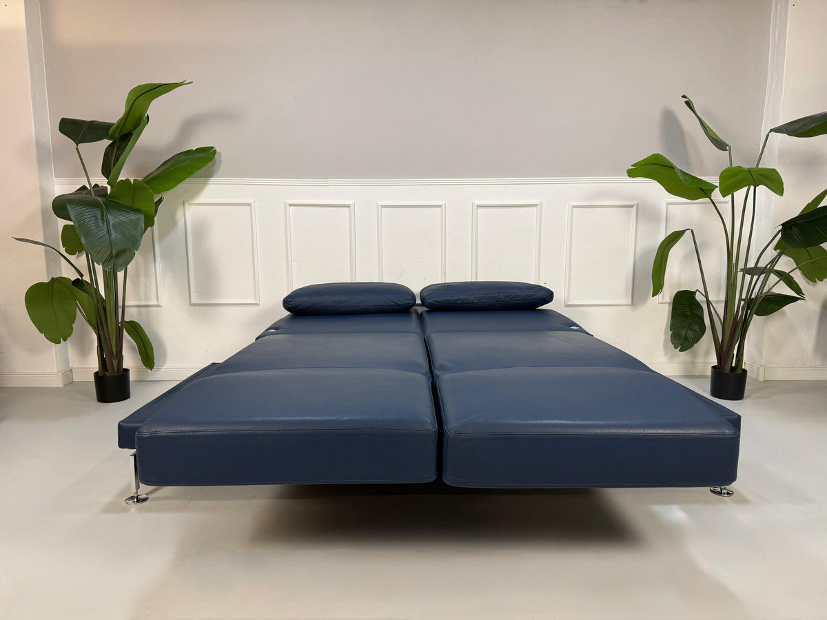 Brühl Moule Large Zweisitzer Sofa Leder Blau Schlafsofa Schlaffunktion – Ansicht 2