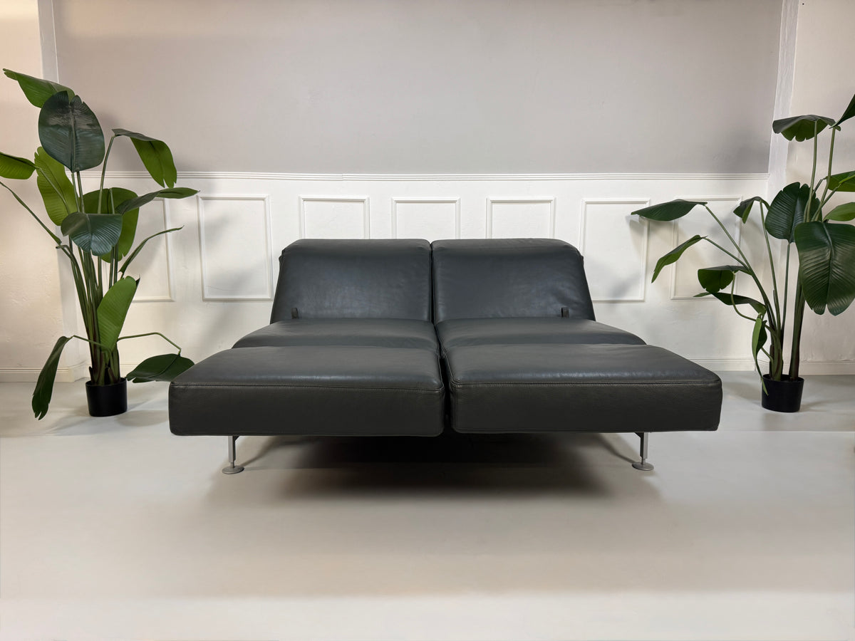Brühl Moule Zweisitzer Sofa Leder Grau Schlaffunktion Multifunktional – Ansicht 7