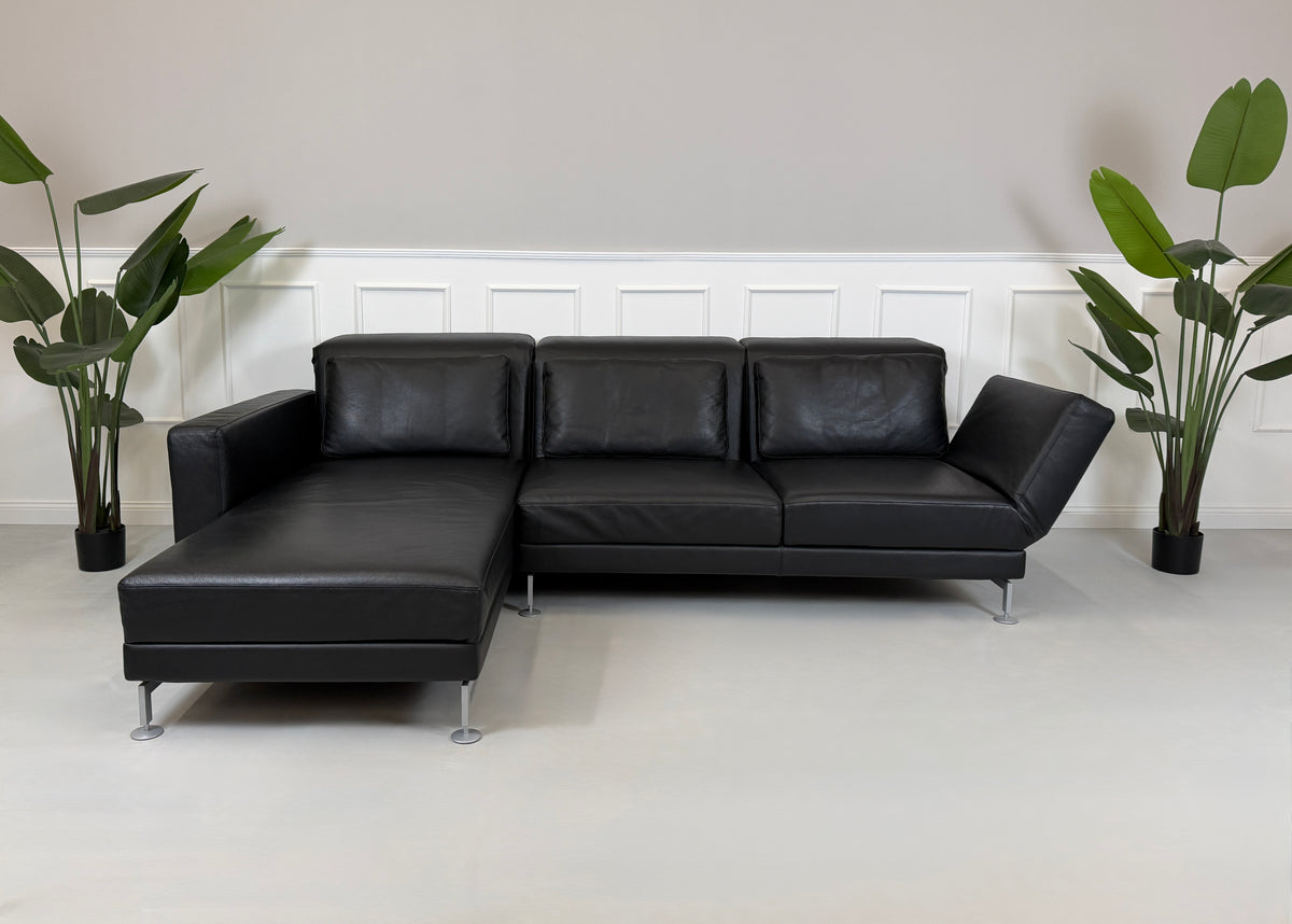 Brühl Moule Ecksofa Leder Sofa Schlaffunktion Schwarz Jumbo – Ansicht 1