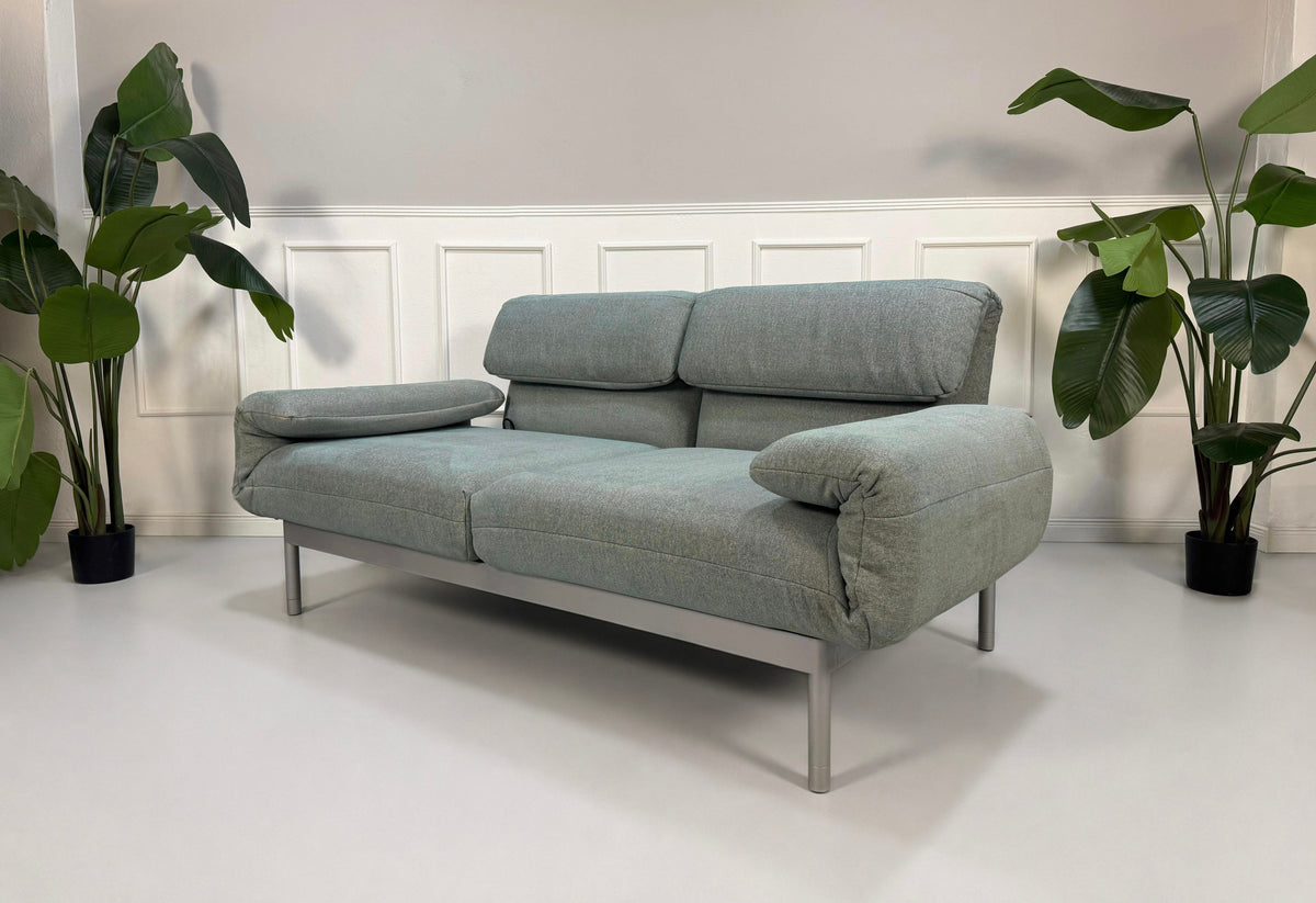 Rolf Benz Plura 380 Zweisitzer Sofa Stoff Grau Mint Relaxfunktion – Ansicht 3
