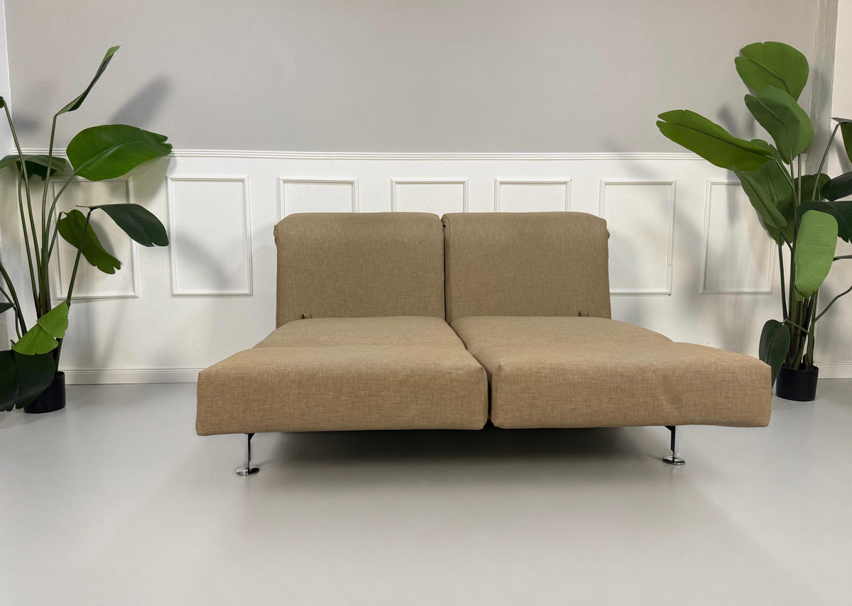 Brühl Moule Zweisitzer Sofa Beige Sand Schlafsofa Designer Couch Chrom – Ansicht 3