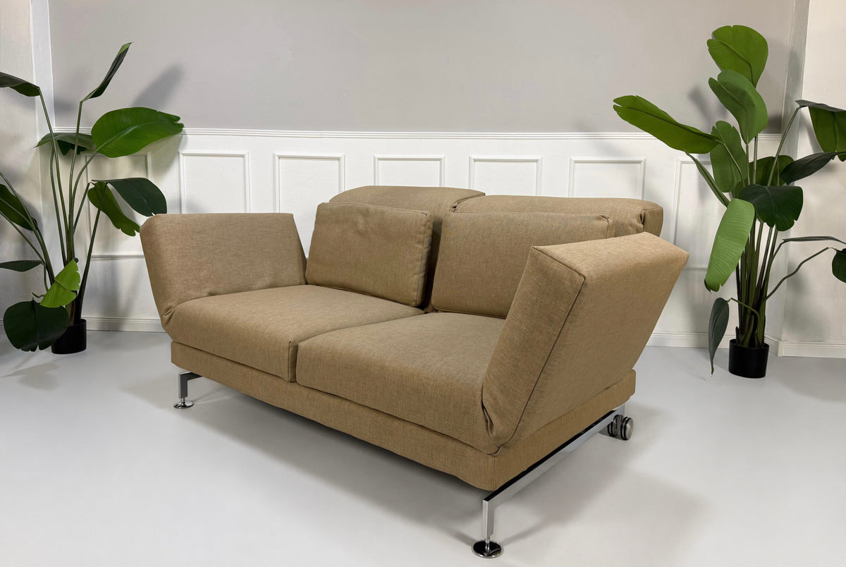 Brühl Moule Zweisitzer Sofa Beige Sand Schlafsofa Designer Couch Chrom – Ansicht 6