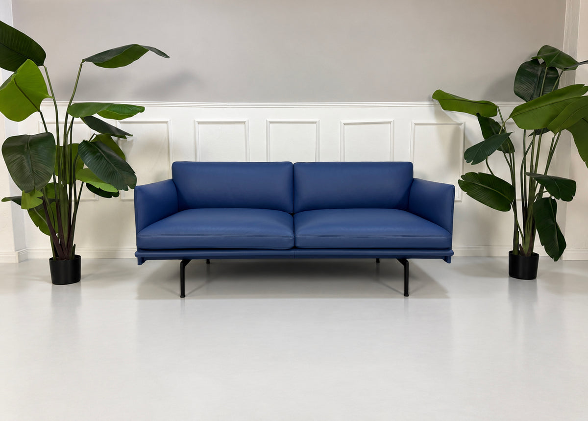 Tweedehands: Muuto Outline Sofa tweezits leer blauw