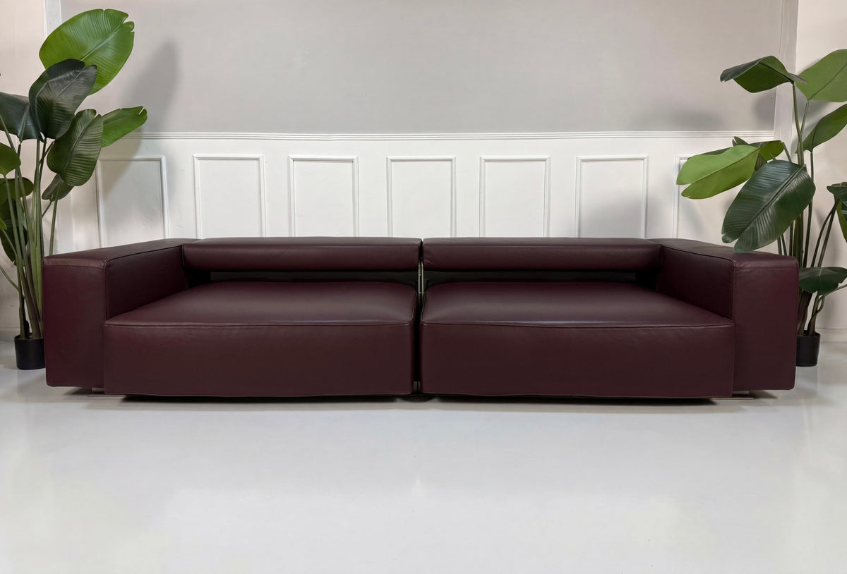 B&B Italia Andy Dreisitzer Sofa Leder Rot Leder Liege Ausstellungsstück – Ansicht 1