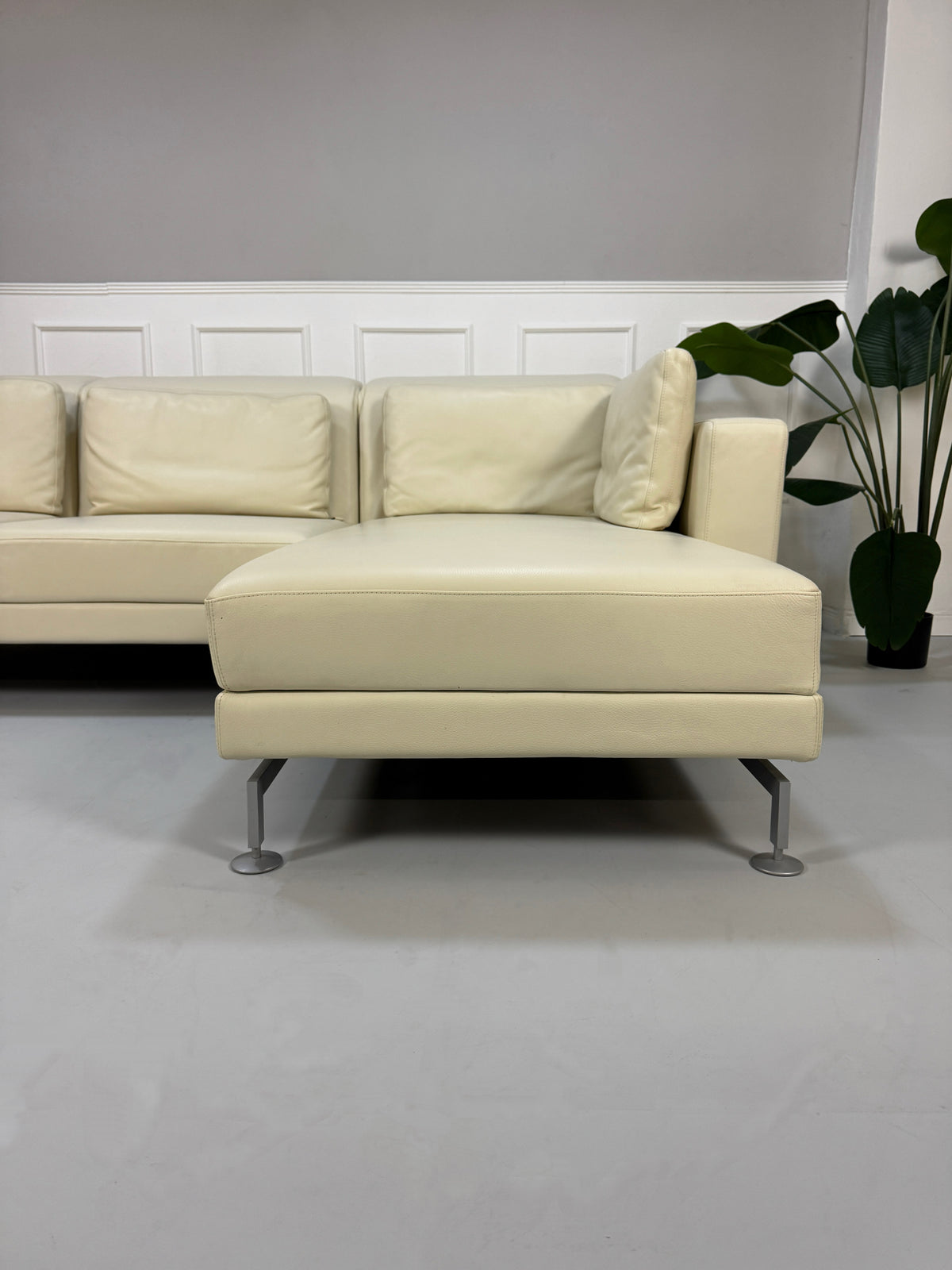 Brühl Moule Ecksofa Leder Sofa Beige Couch Schlaffunktion – Ansicht 2