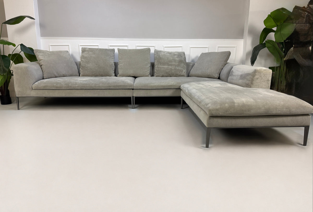 B&B Italia Michel Ecksofa Garnitur Stoff Samt Grau – Ansicht 1