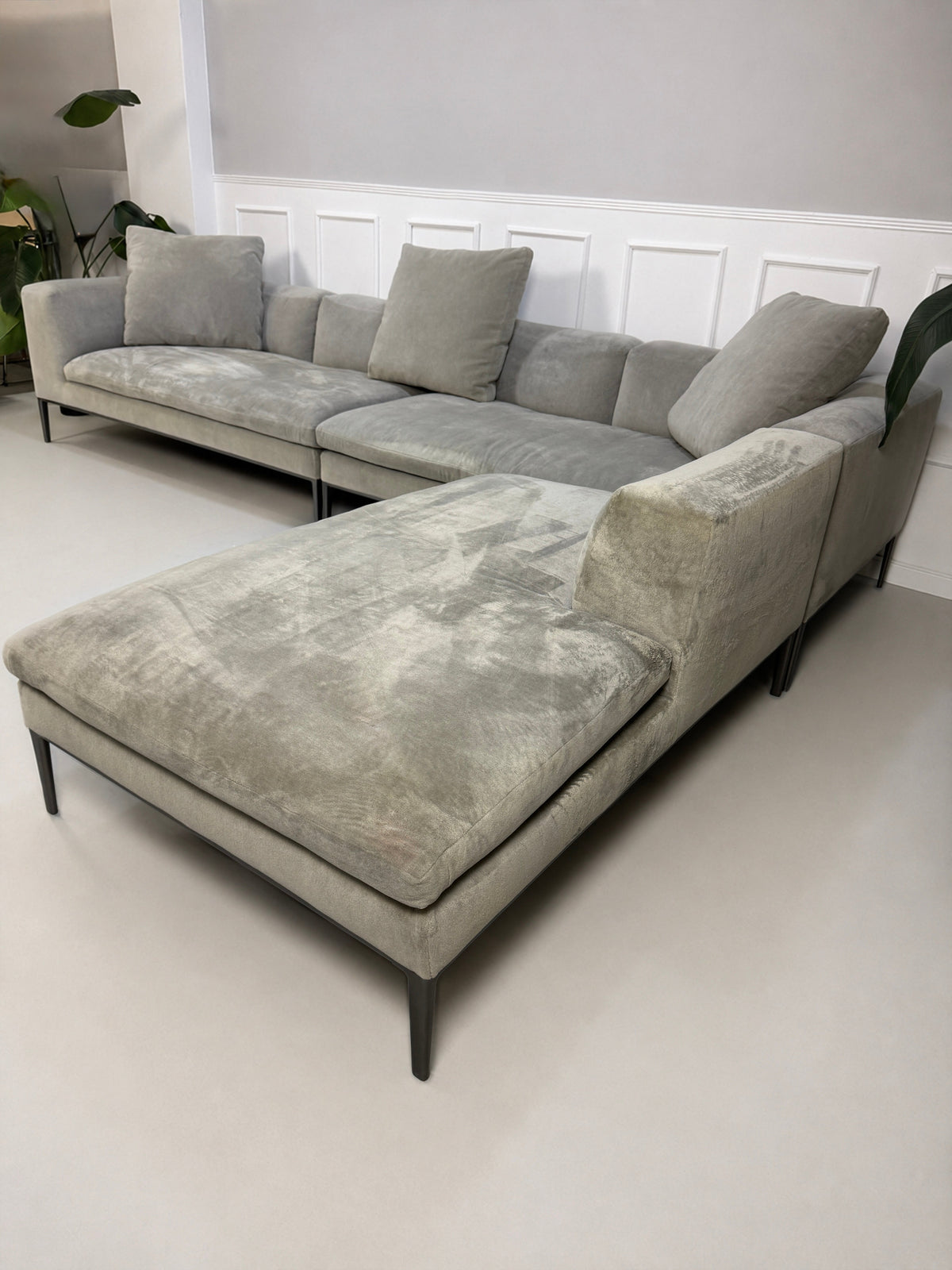 B&B Italia Michel Ecksofa Garnitur Stoff Samt Grau – Ansicht 2