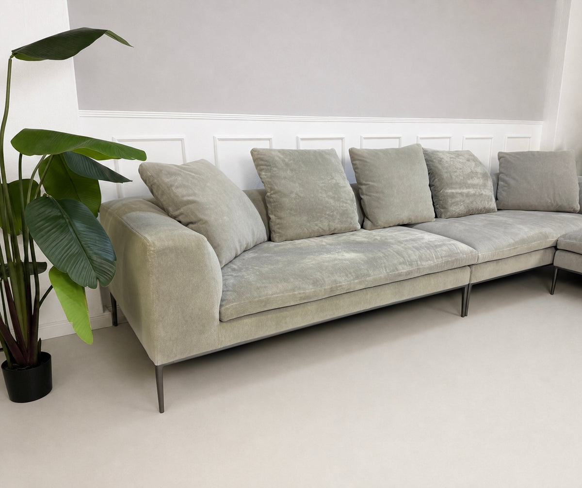 B&B Italia Michel Ecksofa Garnitur Stoff Samt Grau – Ansicht 7