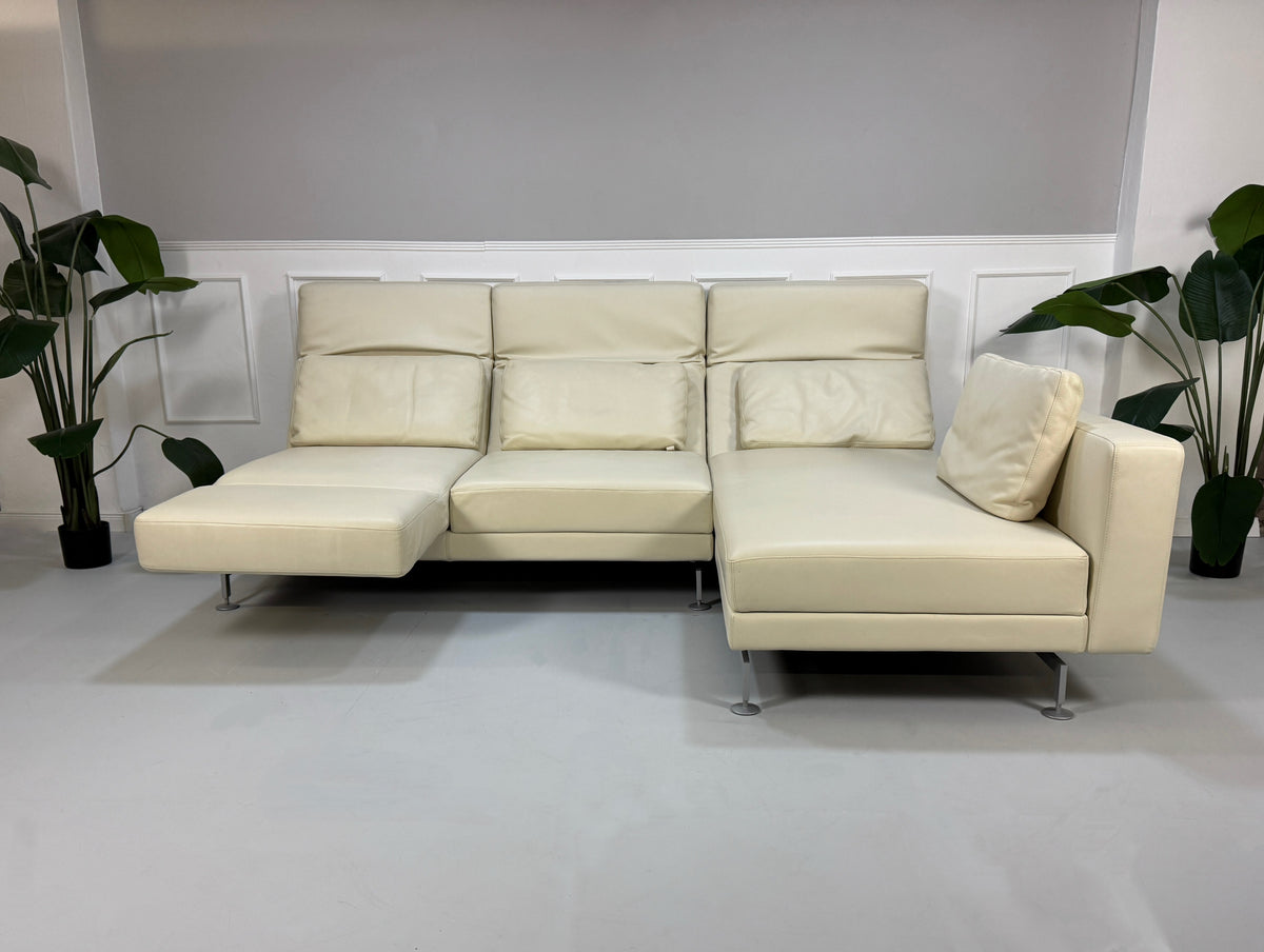 Brühl Moule Ecksofa Leder Sofa Beige Couch Schlaffunktion – Ansicht 3