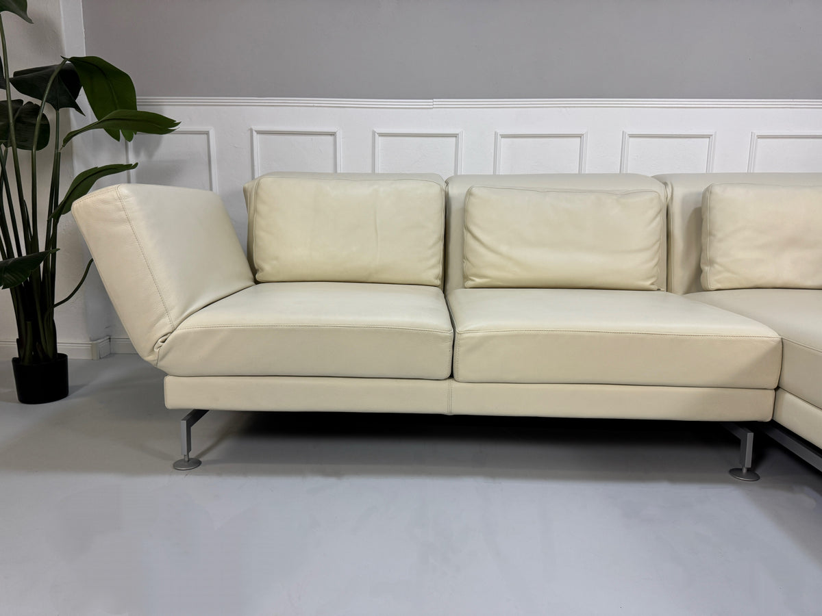 Brühl Moule Ecksofa Leder Sofa Beige Couch Schlaffunktion – Ansicht 4