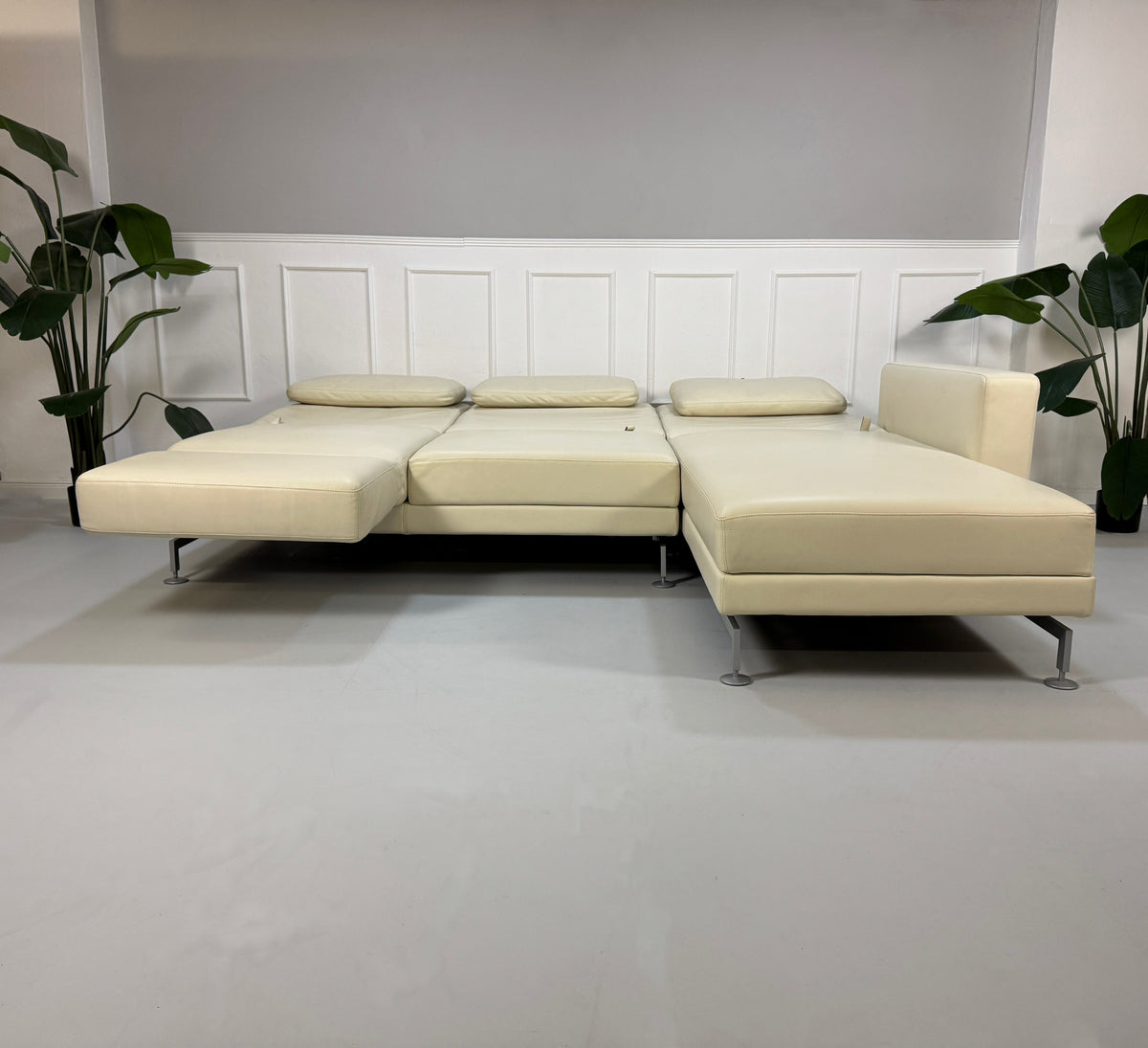Brühl Moule Ecksofa Leder Sofa Beige Couch Schlaffunktion – Ansicht 5