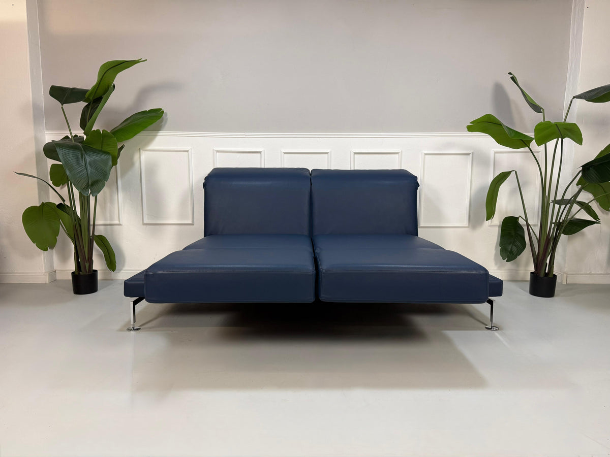 Brühl Moule Large Zweisitzer Sofa Leder Blau Schlafsofa Schlaffunktion – Ansicht 3