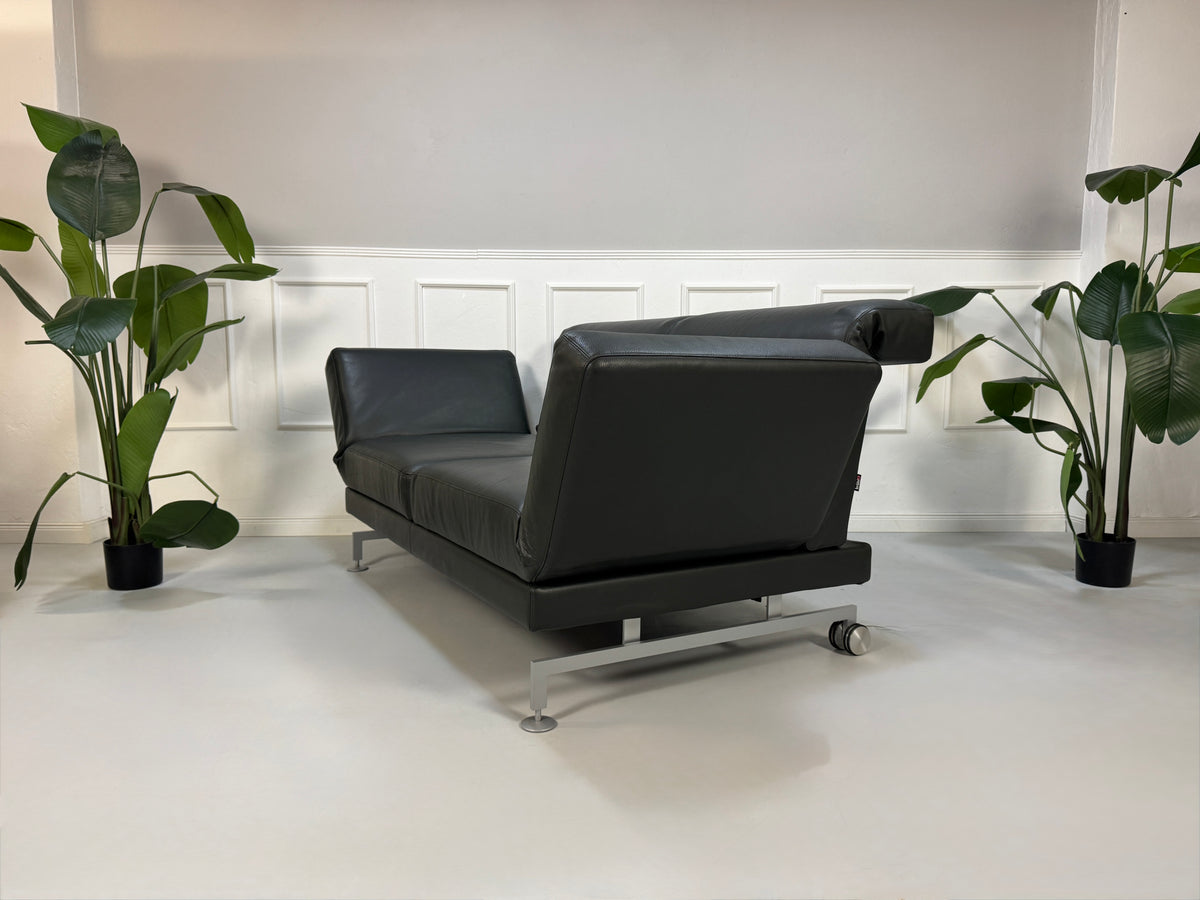 Brühl Moule Zweisitzer Sofa Leder Grau Schlaffunktion Multifunktional – Ansicht 4