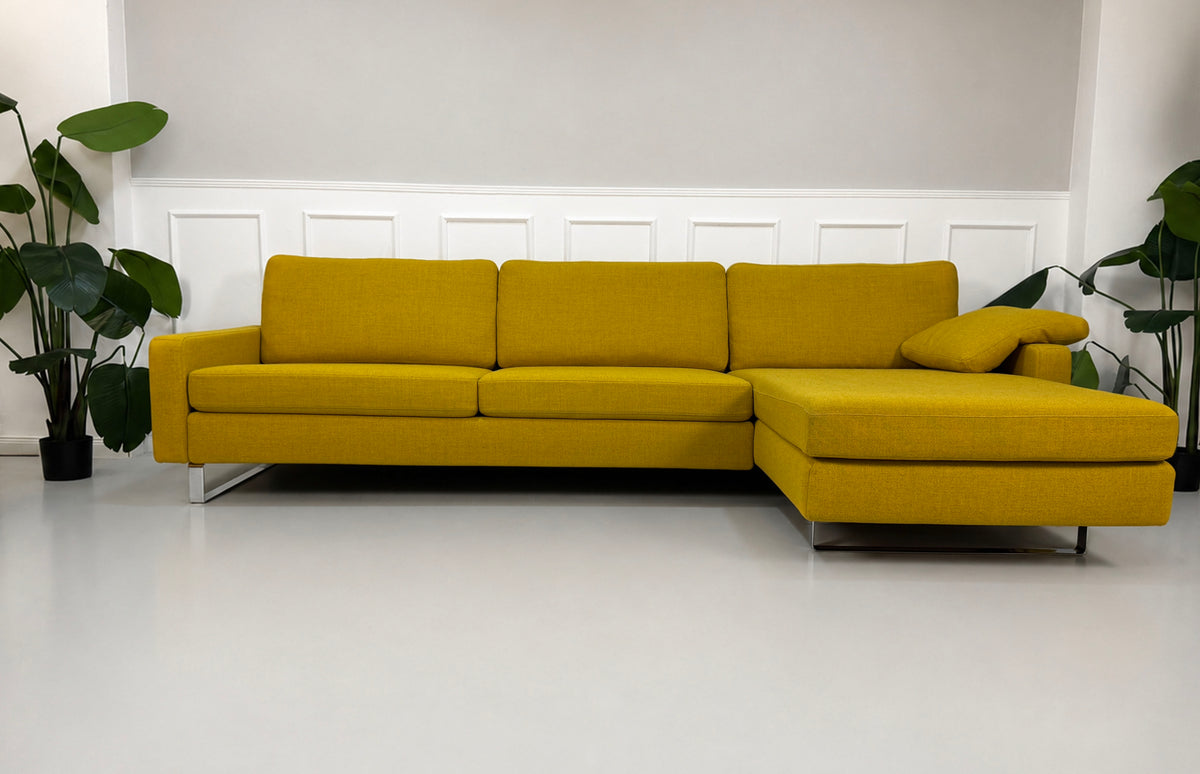 COR Conseta Stoff Ecksofa Gelb Ausstellungsstück – Ansicht 1