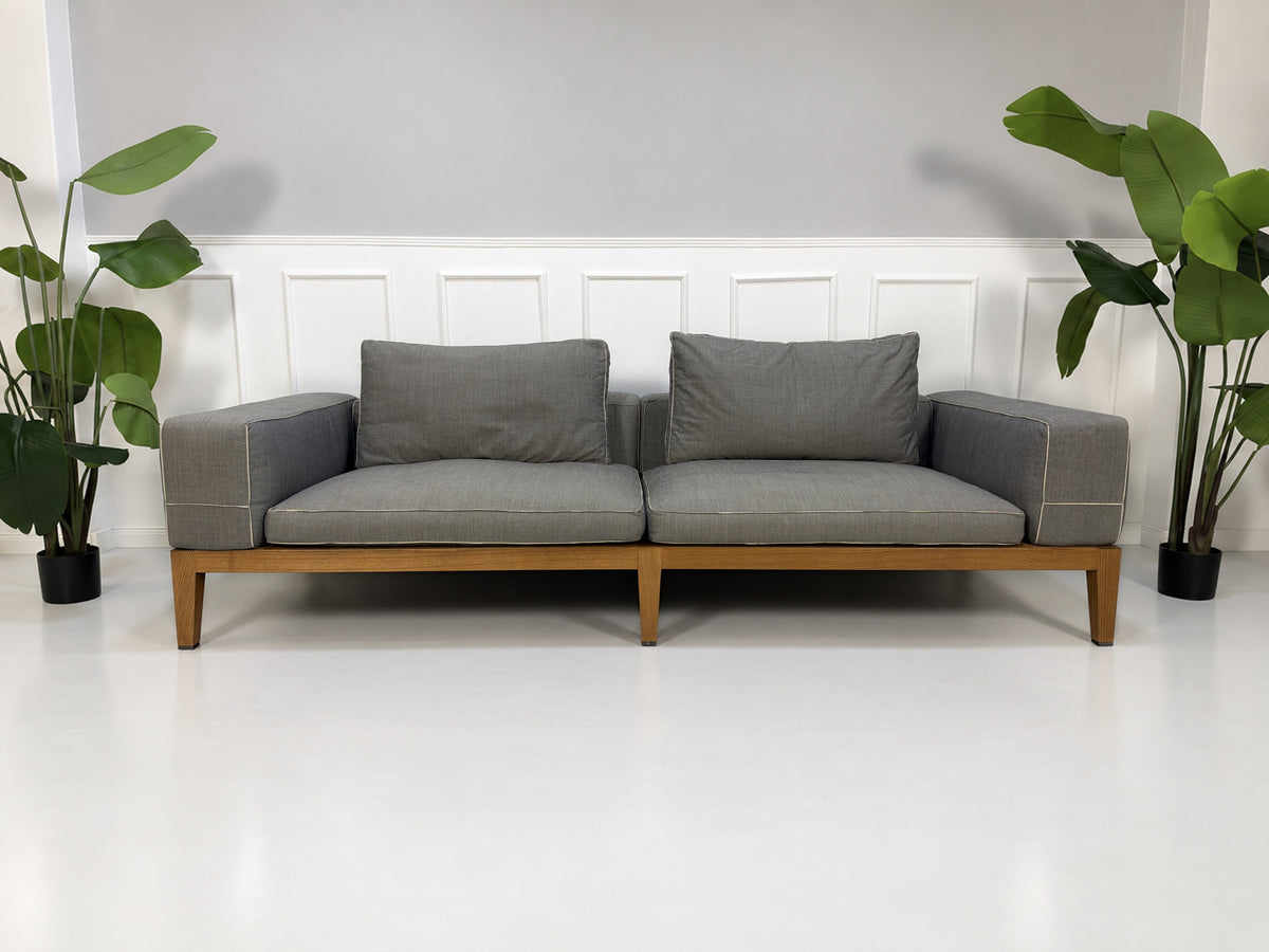 Flexform Lifewood Zweisitzer Sofa mit Love Chair Stoff Grau – Ansicht 1