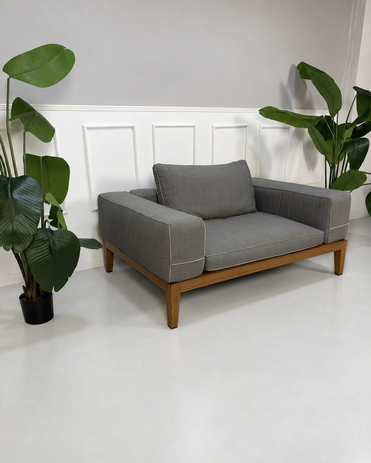 Flexform Lifewood Zweisitzer Sofa mit Love Chair Stoff Grau – Ansicht 10