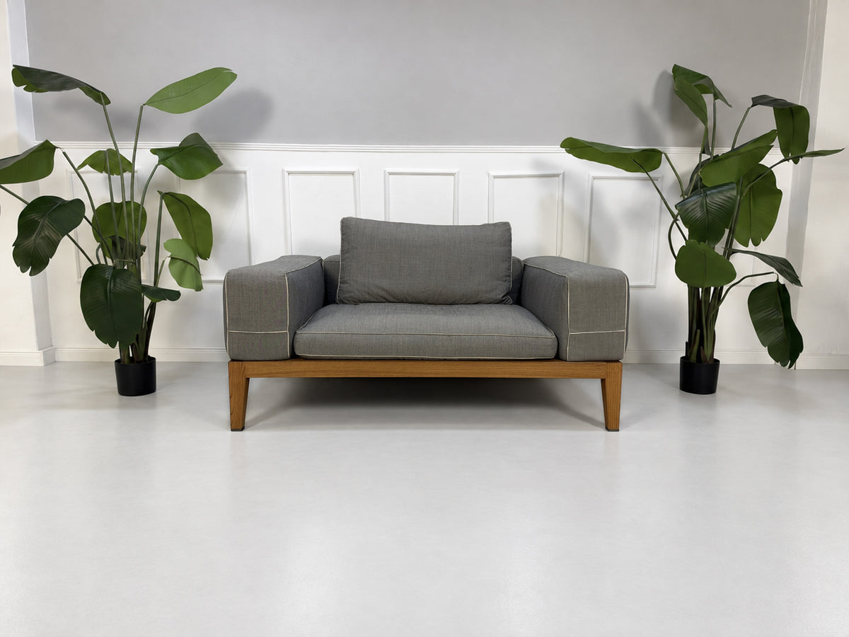 Flexform Lifewood Zweisitzer Sofa mit Love Chair Stoff Grau – Ansicht 9