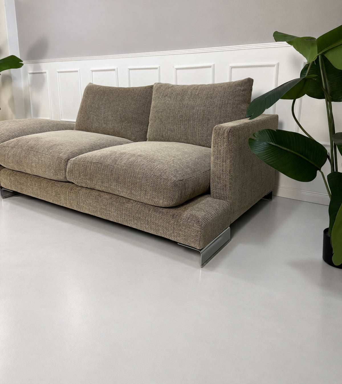 Flexform Long Island 05 Sofa Zweisitzer Stoff Beige mit Hocker – Ansicht 2