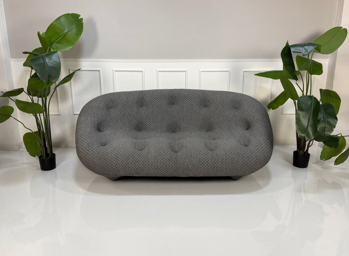 Ligne Roset Ploum Designer Zweisitzer Sofa Grau Stoff – Ansicht 3
