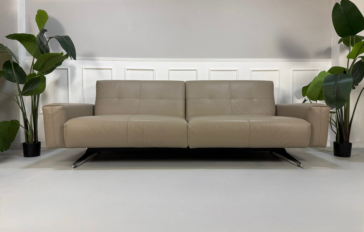 Rolf Benz 50 Leder Taupe Grau Zweisitzer Sofa Couch – Ansicht 1