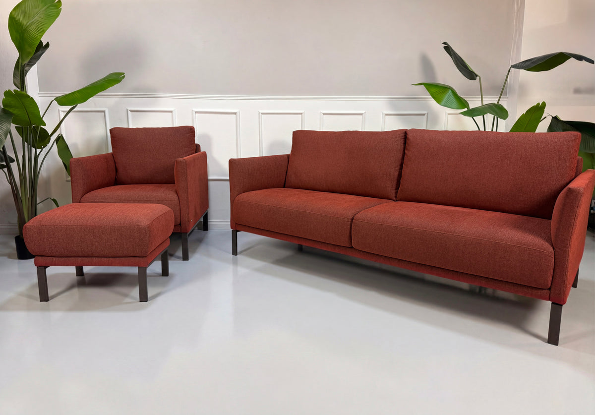 Rolf Benz Cara Designer Dreisitzer Sofa + Sessel Rot Couch – Ansicht 1