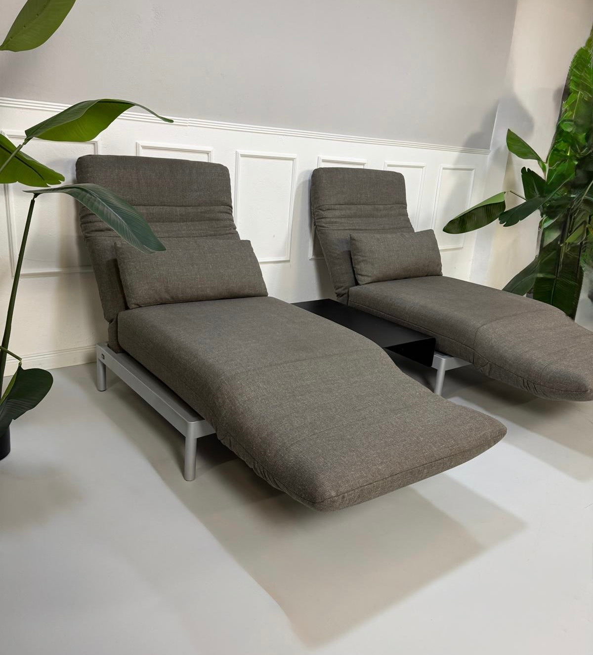 Rolf Benz Plura 380 Multifunktion Zweisitzer Sofa Stoff Grau + Sessel – Ansicht 11