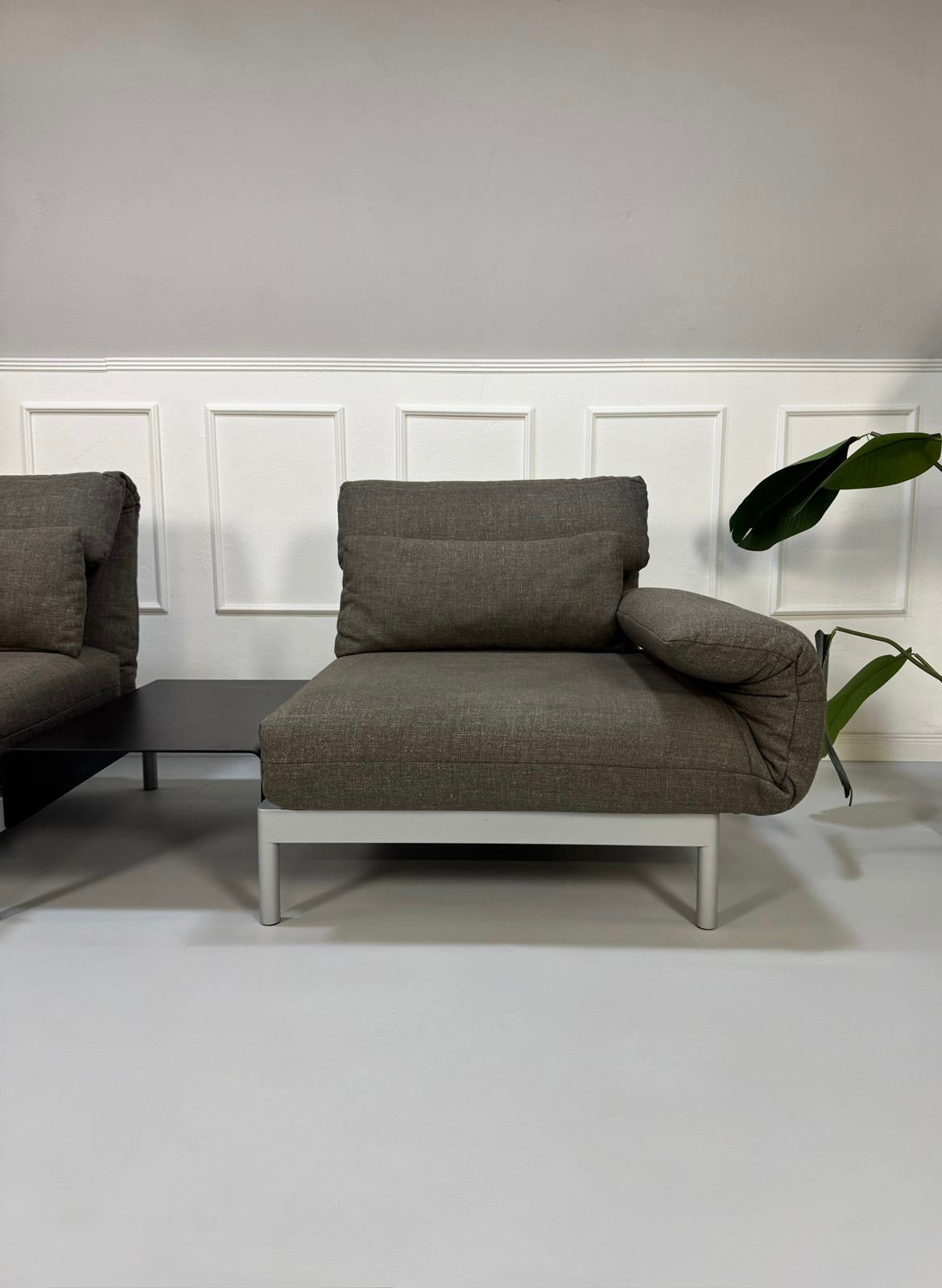 Rolf Benz Plura 380 Multifunktion Zweisitzer Sofa Stoff Grau + Sessel – Ansicht 12