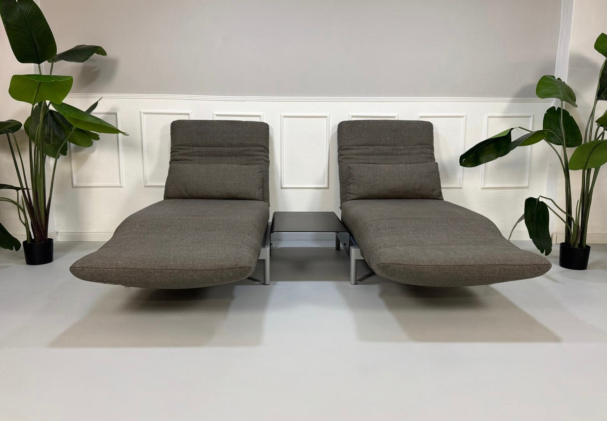 Rolf Benz Plura 380 Multifunktion Zweisitzer Sofa Stoff Grau + Sessel – Ansicht 2