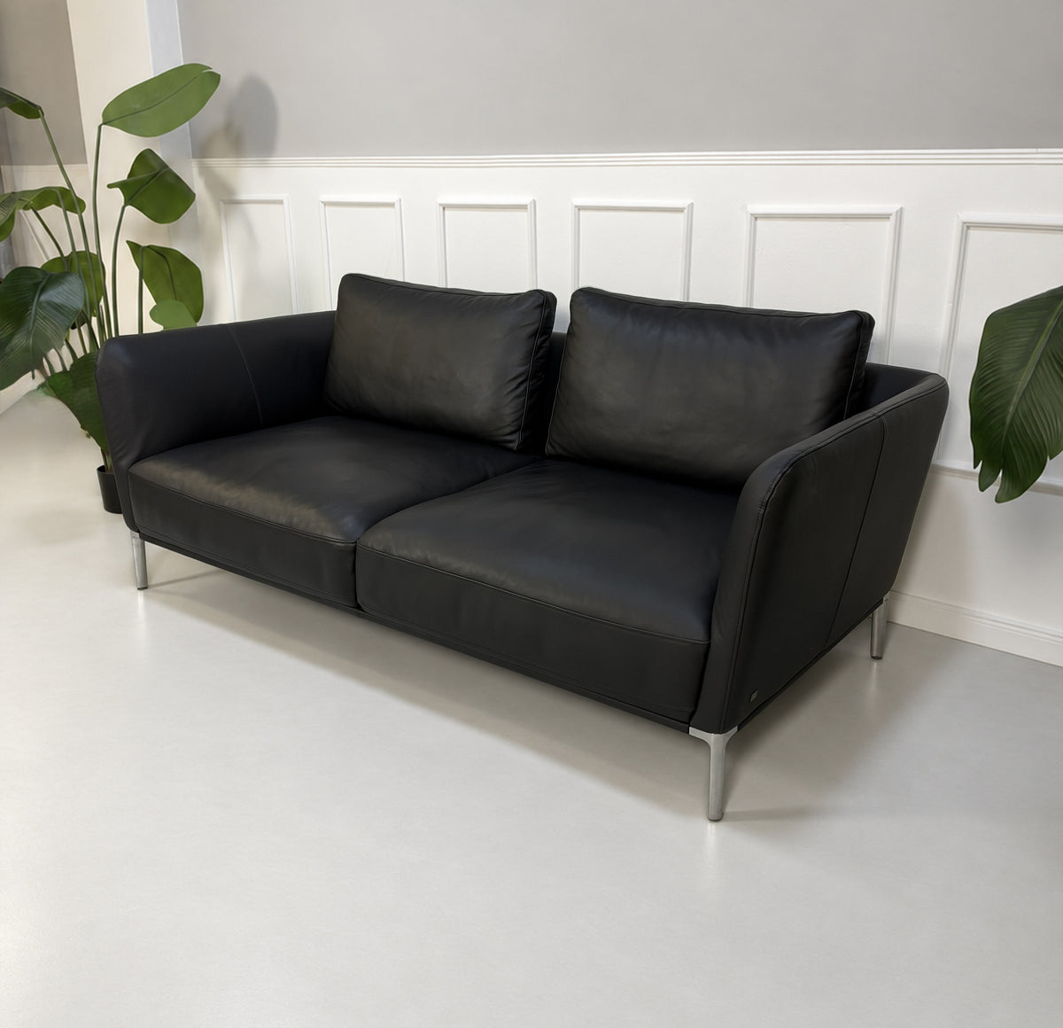 Rolf Benz Scala Zweisitzer Sofa Leder Schwarz – Ansicht 4